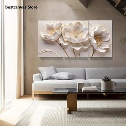 3PCS Abstract Art Flowers On Canvas,Home Decoration Wall Art Poster,Nordic Living Room Decor Painting,Modern Print Picture Unframed