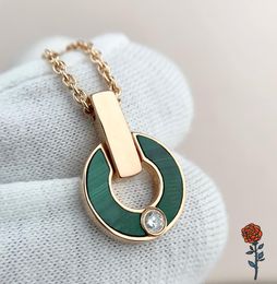 Christmas Diamond Necklace Gold Necklace Fashion Natural Malachite Letter Pendant Set with Diamonds Women039s Jewelry Gifts for8933597