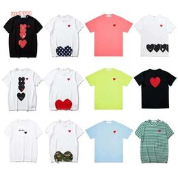 2024Play Fashion Mens T-shirts Designer Red Heart Shirt Casual Tshirt Cotton Embroidery Short Sleeve Summer T-shirt