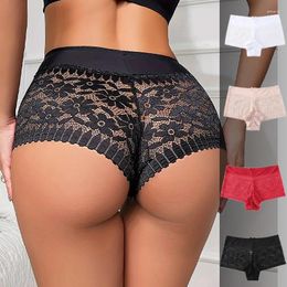 Women's Panties Women Sexy Lace Boyshorts Girls Hollow-Out Floral Boxer Shorts High-Waist Seamless Breathable Solid