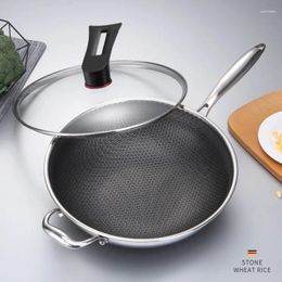Pans Non-Stick Honeycomb Frying Pan With 316 Stainless Steel Double-Sided For Oil-Free Cooking Gas And Induction Cookers