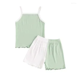 Clothing Sets Toddler 2Pcs Baby Girl Summer Outfits Suspender Colour Matching Pants Sleeveless Cami Tops Contrast Shorts Set Clothes