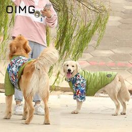 Dog Apparel OIMG Autumn Winter Medium Large Dogs Clothes Labrador Golden Retriever Samoyed Thickened Pet Cotton Green Two Sides Wear