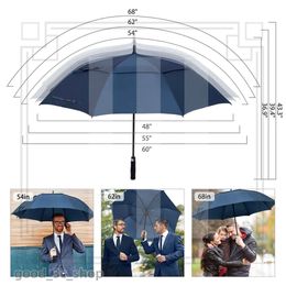 Luxury Umbrellas ZOMAKE Golf Umbrella 68 Inch Double Canopy Vented Windproof Waterproof Automatic Open Stick Umbrellas for Men and Women 724