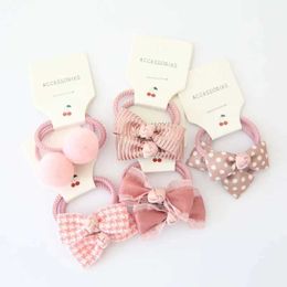 Hair Accessories 10Pcs/Lot Cute Cartoon Hair Band Flower Bow Girl Ball Small Scrunchie Kids Elastic Hair Ties Rubber Band Baby Hair Accessories