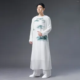 Ethnic Clothing Chinese Traditional Silk Martial Arts Performance Ancient Costume Men's Spot Cardigan White Youth Tang Suit