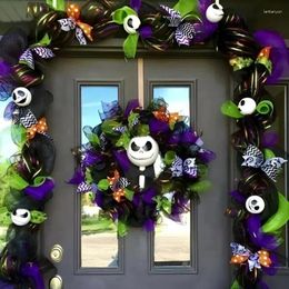 Decorative Flowers Halloween Ghosts Doll Wreath Pendant For Front Door Wall Decoration Props Creative Hanging DIY Home Party Ornament