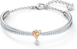 ets SWAROVSKI Lifetime Heart Necklace Earrings and Bracelet Crystal Jewellery Collection Rose Gold and Rhodium Polished