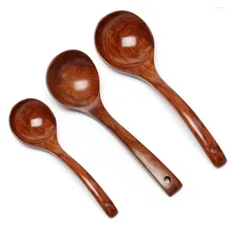 Spoons Long Handle Wooden Spoon Cooking Soup Scoops Catering Tableware Kitchen Supplies Natural Wood