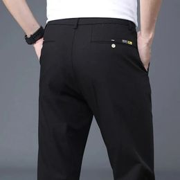 SpringSummer Thin Mens Casual Pants Wear Ice Silk Trendy Korean Slim Fit Straight Leg 240513