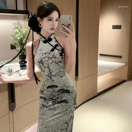 Ethnic Clothing Chinese Style Dress Qipao Spring Summer Women Oriental Vintage Improved Sexy Floral Cheongsam