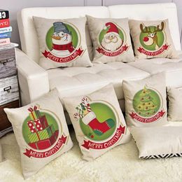 Pillow Green Christmas Home Decorative Sofa Throw Snowman Santa Claus Merry Gift Cover For Car Decoration