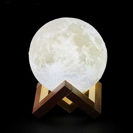 Night Lights 3D printing rechargeable moon light LED night light creative touch switch moon light for bedroom decoration birthday gift drop off S240513