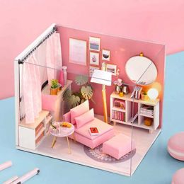 Architecture/DIY House DIY Mini Doll House Handmade 3D Puzzle Assembly Building Model Toys Home Bedroom Decoration with Furniture Toys Gifts DollHouse