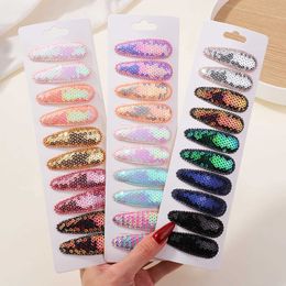 Hair Accessories 10 pieces/set Korean gradient sequin metal BB clip childrens handmade hair clip bucket head wearing girl hair clip accessories d240520