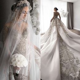 Очаровательные русалочные свадебные платья O-образное 3D аппликация кружевные бусинки