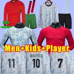 Long sleeve 24 25 JOAO FELIX Soccer Jerseys RUBEN NEVES BRUNO RONALDO FERNANDES 2024 football shirt Men kids full kit DIOGO J. OTAVIO fans version Portuguesa kids