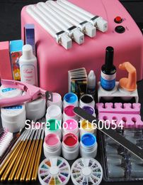 Whole2015 New Pros 36w pink uv lamp 12 Colours UV Gel solid uv gel cleanser plus nail tools kit 230 amp4335067