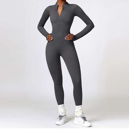 Lu Yoga Align Suit Winter Women Seamless Long Sleeve Jumpsuit Fiess Yoga Workout Sports One Piece Suit Rompers Bodysuit LL Lemon Sports Gy