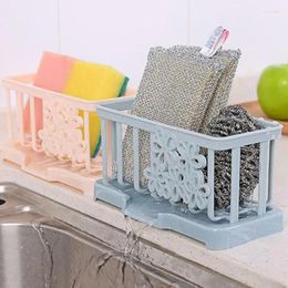 Kitchen Storage 1Pc Plastic Sink Caddy Sponge Holder Organiser Soap Drainer Rack Strainer For Home Bathroom