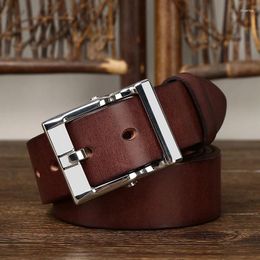 Belts 3.8CM Thick Pure Cowhide Genuine Leather Jeans Belt For Men High Quality Stainless Steel Buckle Luxury Retro Male Strap