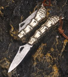 New A2464 High Quality Damascus Folder Knife Damascus Steel Blade Stainless Steel Handle Outdoor Camping Hiking EDC Pocket Knives Gift Knife