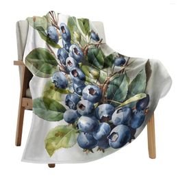 Blankets Blueberry Watercolor Leaf Throws For Sofa Bed Winter Soft Plush Warm Throw Blanket Holiday Gifts