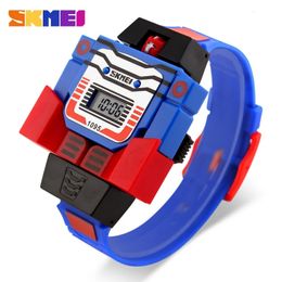 SKMEI Kids Watches LED Digital Children Cartoon Sports Watches Robot Transformation Toys Boys Wristwatches montre enfant 1095 240514