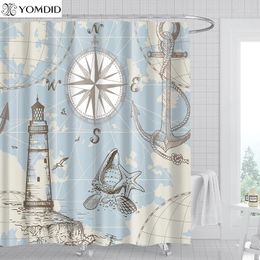 Shower Curtains YOMDID 1/4PCS Vintage Nautical Sailing Curtain Set Polyester With Hooks For Bathroom Accessories And Decor