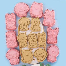 Baking Moulds 8Pcs Cute Puppy Dog Cookie Cutters Pressable Biscuit Mould Pet Birthday Party DIY Stamp Kitchen Bakeware Tools