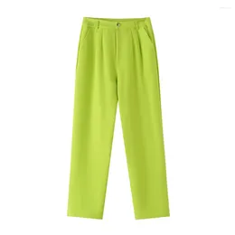 Women's Pants 2024 Summer Product Fashion And Temperament Solid Color High Waist Straight Tube Suit Candy