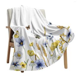 Blankets Flower Butterfly Wheat Ear Throws For Sofa Bed Winter Soft Plush Warm Throw Blanket Holiday Gifts