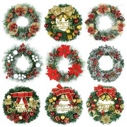 Decorative Flowers 30cm Christmas Wreath Front Door Window Hanging Garland Ornaments Merry Home Party Decor Year Navidad 2024