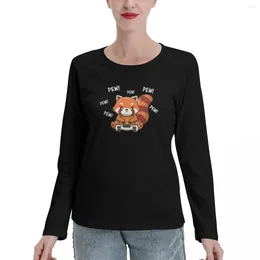 Women's Polos Red Panda Long Sleeve T-Shirts Custom T Shirt Aesthetic Clothes Designer Women Luxury