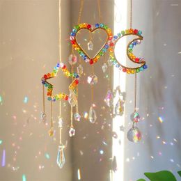 Decorative Figurines Creative Crystal Wind Chime Crafts Colourful Pointed Beads AB Colour Golden Circle Five-Pointed Star Moon Home Decoration