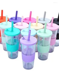 Other Bird Supplies Portable Double-layer Plastic Cup Ice Large Hole Universal Pearl Milk Tea Lid 24oz Silicone Sleeve Tapered