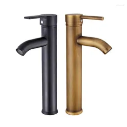 Bathroom Sink Faucets Bronze Colour Brass Material And Black Stainless Steel Deck Mounted Cold & Water Of Faucet