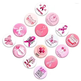 Brooches 16pcs Pink Ribbon Breast Cancers Brooch Pinback Button Bag Clothes Jeans Badge Dropship