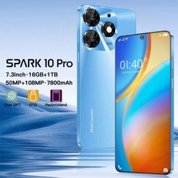 *3 hours hot!!* hot! 7.3 Inchs 5g Spark 10 Pro Android 4G smartphone 3GB RAM +1TB ROM side fingerprint AI intelligent unlock Cell Phones Mobile Phone Androids Smartphone