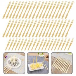 Disposable Flatware Compact 80Pcs/Set Useful Cake Fruit Forks Portable Two-tooth Delicate For Dessert
