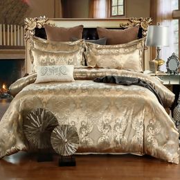 2/3 pieces of luxurious jacquard bedding large down duvet cover gold high-quality with 2 pillowcases 1 pillowcase per piece 240426