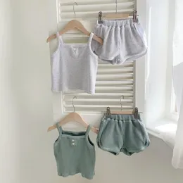 Clothing Sets Arrival 2024 Summer Kids' 1-8 Years Casual And Cool Tank Top Shorts For Boys Girls Kids Boutique Clothes