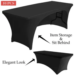 Table Cloth 10PCS Black/White Spandex Covers With Arch Open Decor Wedding El Party Solid Stretch Rectangle Tablecloths
