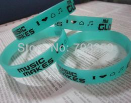 500pcs glow in dark silicone bracelet low EGWBG101 custom design fluorescent rubber armband luminous wristband for events2118185
