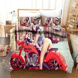 Bedding Sets Locomotive Beauty Cover Set Motorcycle Pattern Quilt Duvet Pillowcases Bed Linens 2-3PCS