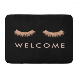 Carpets Funny Rose Gold Eyelashes Welcome Doormat Home Decoration Door Mat Entrance Carpet Floor Rug Mats Rubber Non Slip