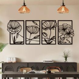 4 pieces of black metal wall art decoration living room office dining room lobby wall decoration240513