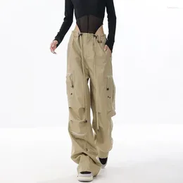 Women's Pants 2024 Pre-Fall Korean Lisa The Same Wide Leg Cargo Large Pocket Design Sense Loose Leggings Trousers