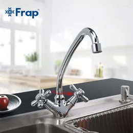 Kitchen Faucets Frap Faucet Classic Plum Blossom Shape Dual Handle Tap Cold Water Mixer 360 Degree Rotatable Torneira