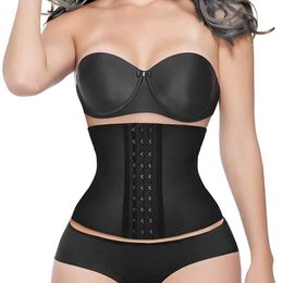 Latex waist trainer tight corset short torso weight loss belt waist pleated trimmer 9 steel bone shaped clothing female Colombian girl 240507